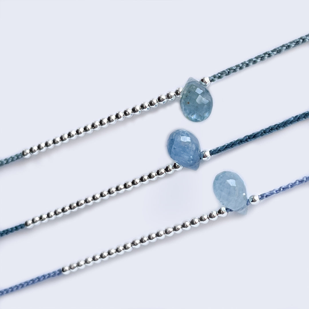 Bracelet Lily briolette Aigue Marine