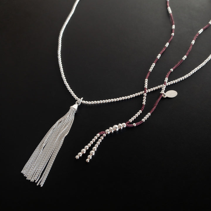 Sautoir Lily pompon argent 925 - 80cm