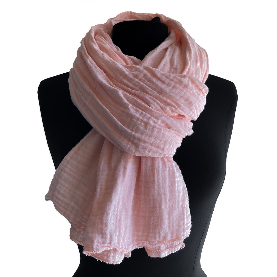 Foulard, mousseline pêche, 100% coton bio (double gaze doux et souple)