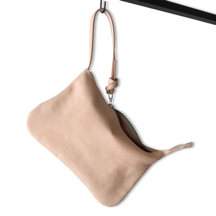 Pochette en cuir naturel