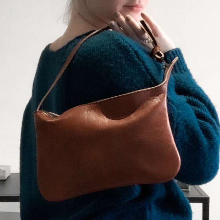 Pochette en cuir cognac